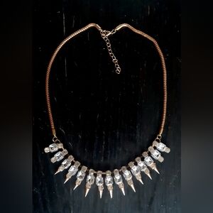 2/$20! Gold diamond spike statement necklace